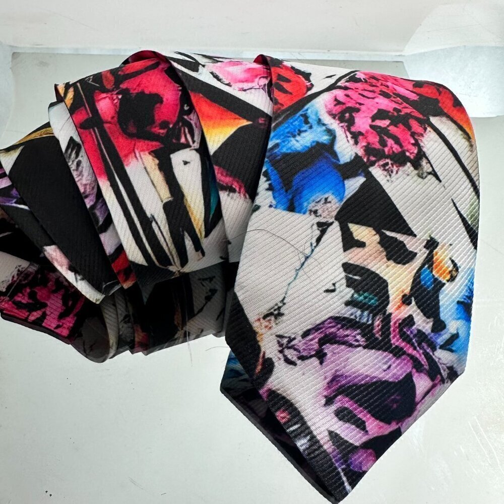 Floral Baroque Abstract Designer Menswear Tie Necktie Pink Black Lavender Rococo - Picture 5 of 9
